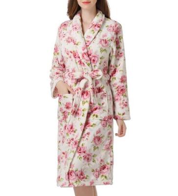 China Comfortable Designer Coral Fleece Bath Robes Women's Long Robe Womens Thermal Bath Robes For Women for sale