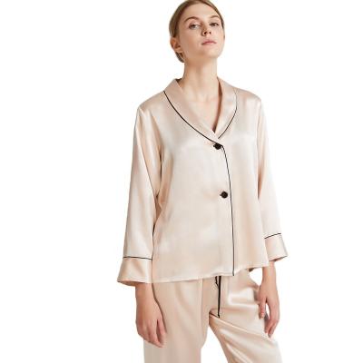 China Custom Made QUICK DRY Women's Plain 100% Pure Silk Women's Silk Pajamas Sleepwear for sale