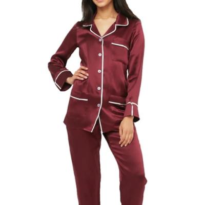 China 22mm Silk QUICK DRY Washable Sleepwear Long Sleeve 100% Pure Silk Women Pajamas for sale