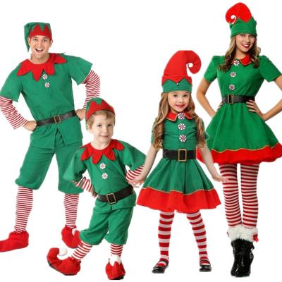 China Wholesale QUICK DRY New Year Christmas Dress Green Elves Clothes For Adults And Kids Christmas Family Matching Costume for sale