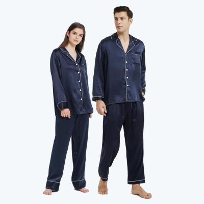 China High Quality QUICK DRY OEM 19mm Long Sleeve Silk Breathable Pajamas For Couples Matching Pajamas For Couples for sale