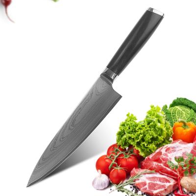 China Product 440C Viable High End Composite Steel Chef Kitchen Knife With Ebony Wood Handle Knife for sale