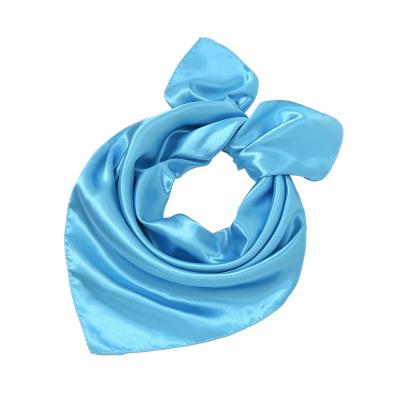 China 60X60 Polyester Plain Satin Small Square Scarf Imitation Silk Professional Gift Silk Scarf for sale