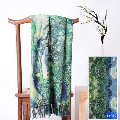 China Squishy famous digital painting print custom shawl scarf pashmina for women for sale