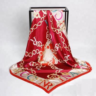 China Various Square Colors Polyester Unisex Square Scarf Beautiful for sale