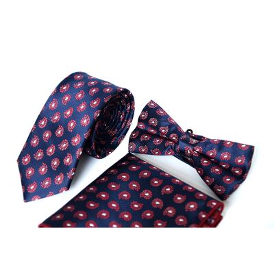 China 2019 New Design Fashion Polyester Digital Print Men's Tie Set Skinny Bow Tie Set for sale