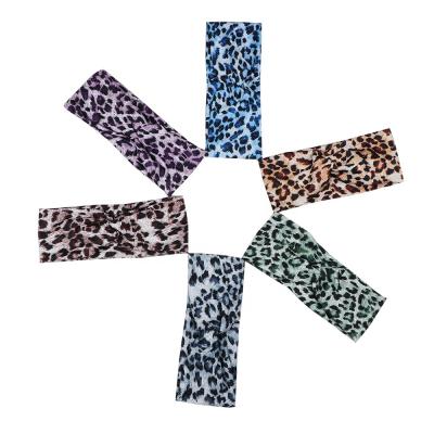 China New head decoration copy leopard tying cross hair band sports goods anti-sweat yoga hair band accessories for sale