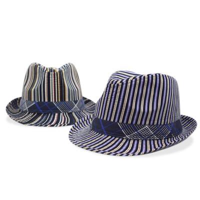 China Jazz Stage Lovers Formal Sunshade Unisex Striped Fashion Summer Small Top Hat Wholesale Custom for sale