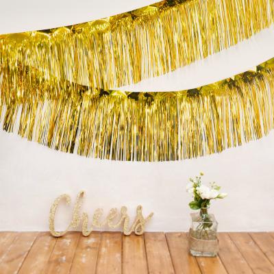 China PET 400x15cm Metallic Tinsel Foil Fringe Curtains for Party Decoration for sale