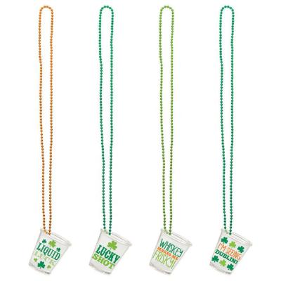 China PS St Patricks Day Shot Glass Necklaces for sale