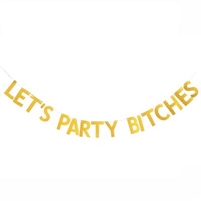 China Hen Party Glitter Gold Paper Alphabet LEFT USA PARTY Banner for Bachelor Party Decoration for sale