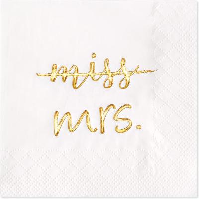 China Gold Foil Paper Miss To Mrs Cocktail Napkins For Table Hen Party Supplies, Disposable Napkins, Bachelor Party Dessert Drink 3 P for sale