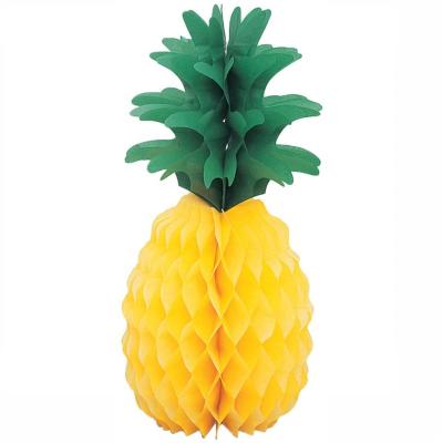 China Yellow Tissue Paper Pineapple Honeycomb Centerpiece for Summer Party Decoration for sale