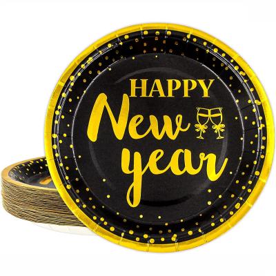 China PAPER PACK happy new year paper plate new years eve party supplies 9 inch 10 packs for sale