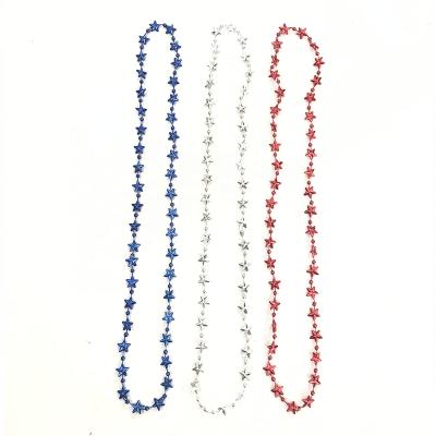 China American Red White Blue National Day Party Supplies Plastic Star Necklaces Decoration for sale