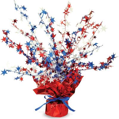 China USA Star Burst Metallic Metallic Plastic Patriotic Centerpiece, National Day Party Decoration for sale