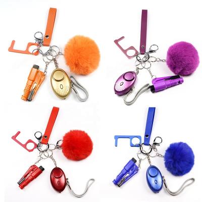 China Wholesale USA Defensa Personal Defense Pom Pom Key Chain Set Self Key Chain For Women for sale