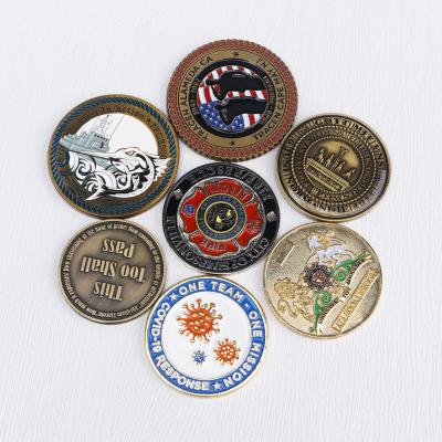 China Custom USA Own Design Antique Open 3D Metal Zinc Alloy Soft Enamel Bronze Copper Gold Silver Us To Challenge Coin for sale