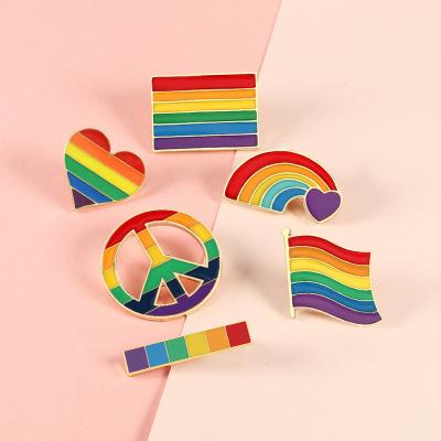 China Wholesale Soft USA Peace Lapel Pin LGBT Gay Pride Badge Rainbow Country Flag Soft Enamel Pin for sale