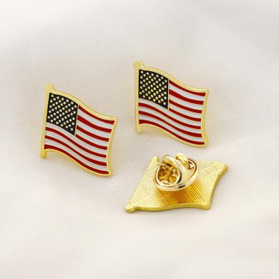 China USA USA Waving American Flag Enamel Lapel Pin for sale