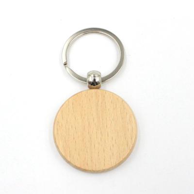 China Custom Laser Engraving USA Gifts Logo Round Keyring Handmade Keychain DIY Wooden Key Flag with Split Ring Wood Key Chain for sale