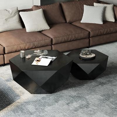 China Adjustable Modern Living Room Furniture Smart Luxurious Diamond Shape Black (Other) Unique Metal Coffee Table for sale