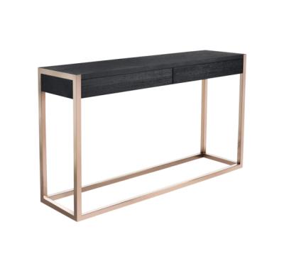 China Baxte Convertible Console Table Gold Steel Frame With Black Wooden Box for sale