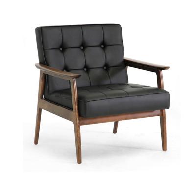 China Stratham CH039 Wood Armchair Tufted in Leather Top / Genuine Grain Leather Armchair for sale