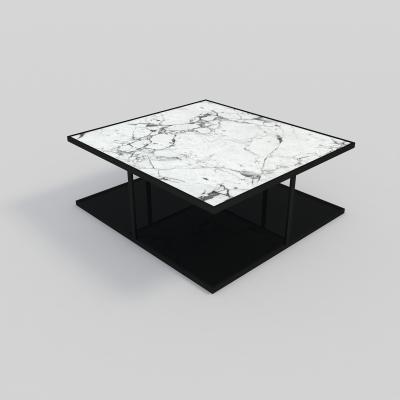 China Convertible marble top coffee table with black metal frame for sale