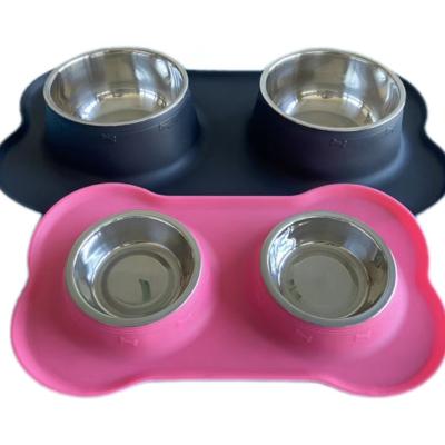 China Good Price New Product Bone Shape Stocked Multiple Features Easy To Clean Pet Silicone Cleaning Bowl for sale