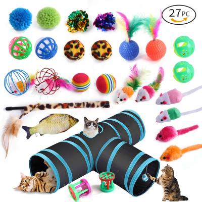 China 27 Stored Interactive Realistic Three-Way Realistic Mouse Toy Colorful Cat Ball Lighter Chew Toy Cat Puzzle Package Tunnel Fish for sale