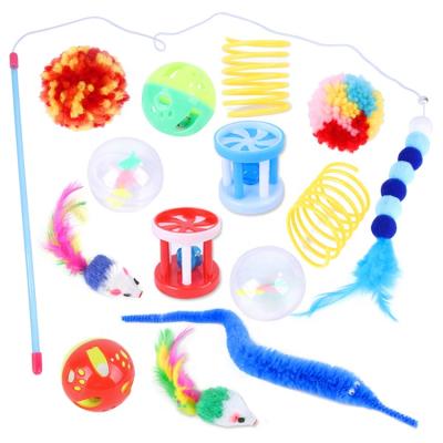 China Hot Amazon Sale Cat Pet Toys 14pcs Feather Riddle Hot Sale Mouse Fold Balls Fluffy Pet Toy Sets for sale