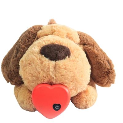 China Stocked Durable Dog Plush Accompany Toy Anti Stress Pet Heartbeat Bear Toy for sale