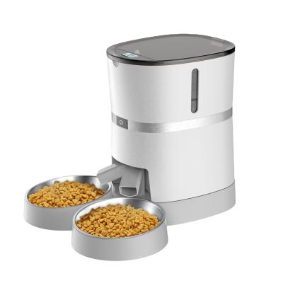 China Automatic Pet Feeder Food Dispenser For With Two Way Automatic Splitter And Double Bowls Dog Feeder for sale