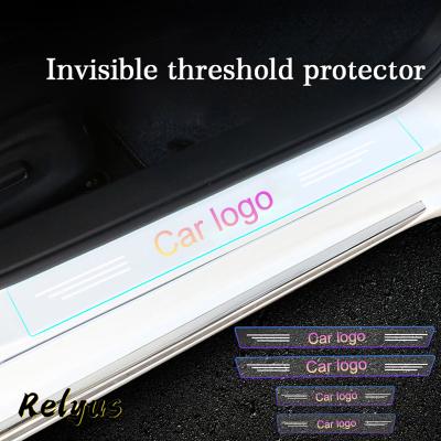 China Shield Privacy Custom Logo Car Door Sill Protector 4 Pcs Transparent Threshold Anti Scratch Protect Film Auto Accessories for sale