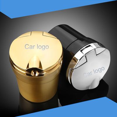 China Auto Logo Car Ashtray With Led Lights Normal Custom Logo Ashtray Car Accessories Cigarette Smoke Holder Personality for sale