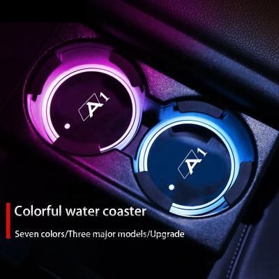 China Diy Logo DIY Customized Logo Colorful Car Led Coaster Lights Multicolor Water Cup Holder Lamp For Audi A1 for sale