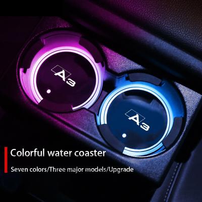 China DIY DIY Logo Customized Logo Colorful Car Led Coaster Lights Multicolor Water Cup Holder Lamp For Audi A3 for sale