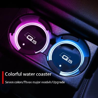 China DIY Logo Customized Logo Colorful Car Led Coaster Light Water Cup Holder Lamp For Audi Q5 Accessories for sale