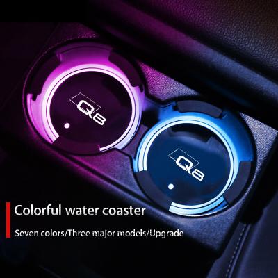 China DIY Logo Customized Logo Colorful Car Led Coaster Light Water Cup Holder Lamp For Audi Q8 Accessories for sale