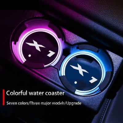 China DIY DIY Logo Customized Logo Colorful Car Led Coaster Lights Multicolor Water Cup Holder Lamp For BMW X1 Accessories for sale