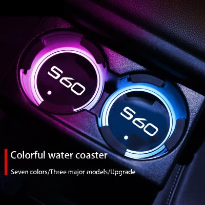 China DIY Logo Customized Logo Colorful Car Led Coaster Light Water Cup Holder Lamp For Volvo S60 Accessories for sale