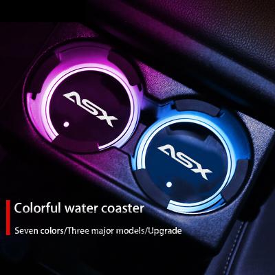 China DIY Logo DIY Customized Logo Colorful Car Led Coaster Lights Multicolor Water Cup Holder Lamp For Mitsubishi ASX Accessories for sale