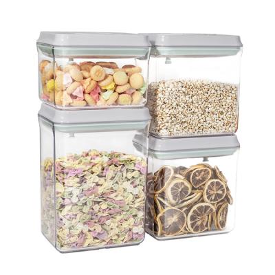 China Hot Selling Rectangle Transparent Airtight Box Freshness Storage Containers Kitchen Refrigerator Storage Stackable 4pcs Set for sale