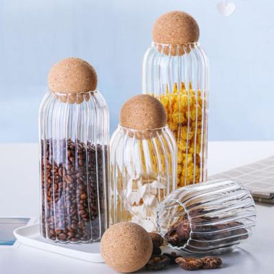 China Freshness Preservation Clear Storage Glass Jar with Cork Lid Borosilicate Glass Jar with Cork Kitchen Food Storage Container for sale