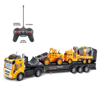 China Eco-friendly 4CH radio control rc truck toys 4 function heavy truck kids car electric construction remote control vehicle with light and sound for sale