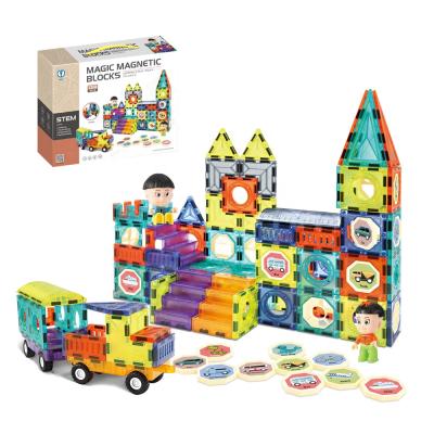 China 139pcs Eco-friendly 3D Tiles Magnetic Construction Building Block Educational Magnet Building Toys Sets for Kids and Toddlers for sale