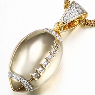 China New Popular Wholesale Custom Gold Plated Cubic Zirconia Casual/Sports Logo Soccer New Football Pendant Jewelry Fashion for sale