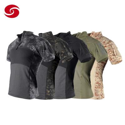 Chine Chemise respirable de Mesh Short Sleeves Military Tactical de collier de support avec la tirette à vendre