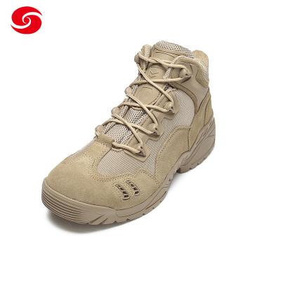 China                                  Custom Tan Cow Leather Nylon Fabric Dural Layer EVA Rubber Military Police Tactical Sport Short Boots              for sale